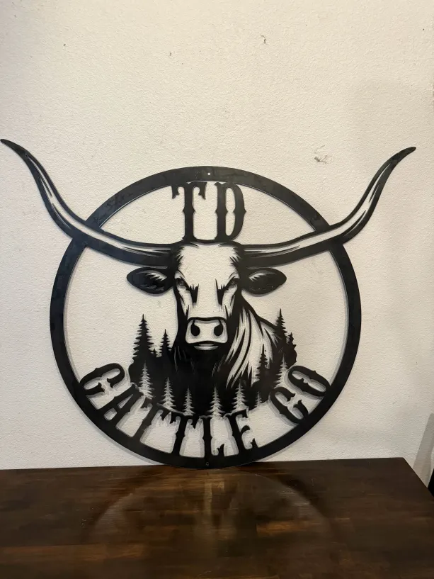 TD Cattle Co Metal Sign
